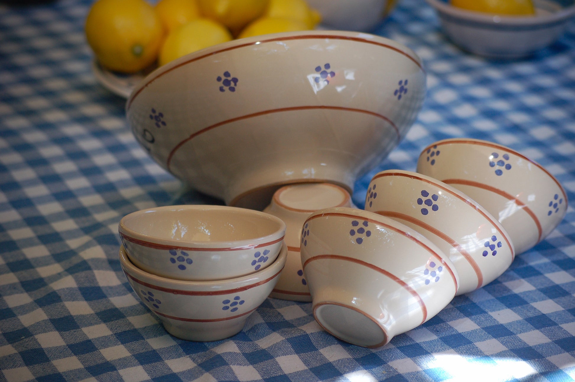 Vintage hand-painted ceramic serving set  for desserts and gelato from Puglia, Italy Italian gift idea for Italy lovers