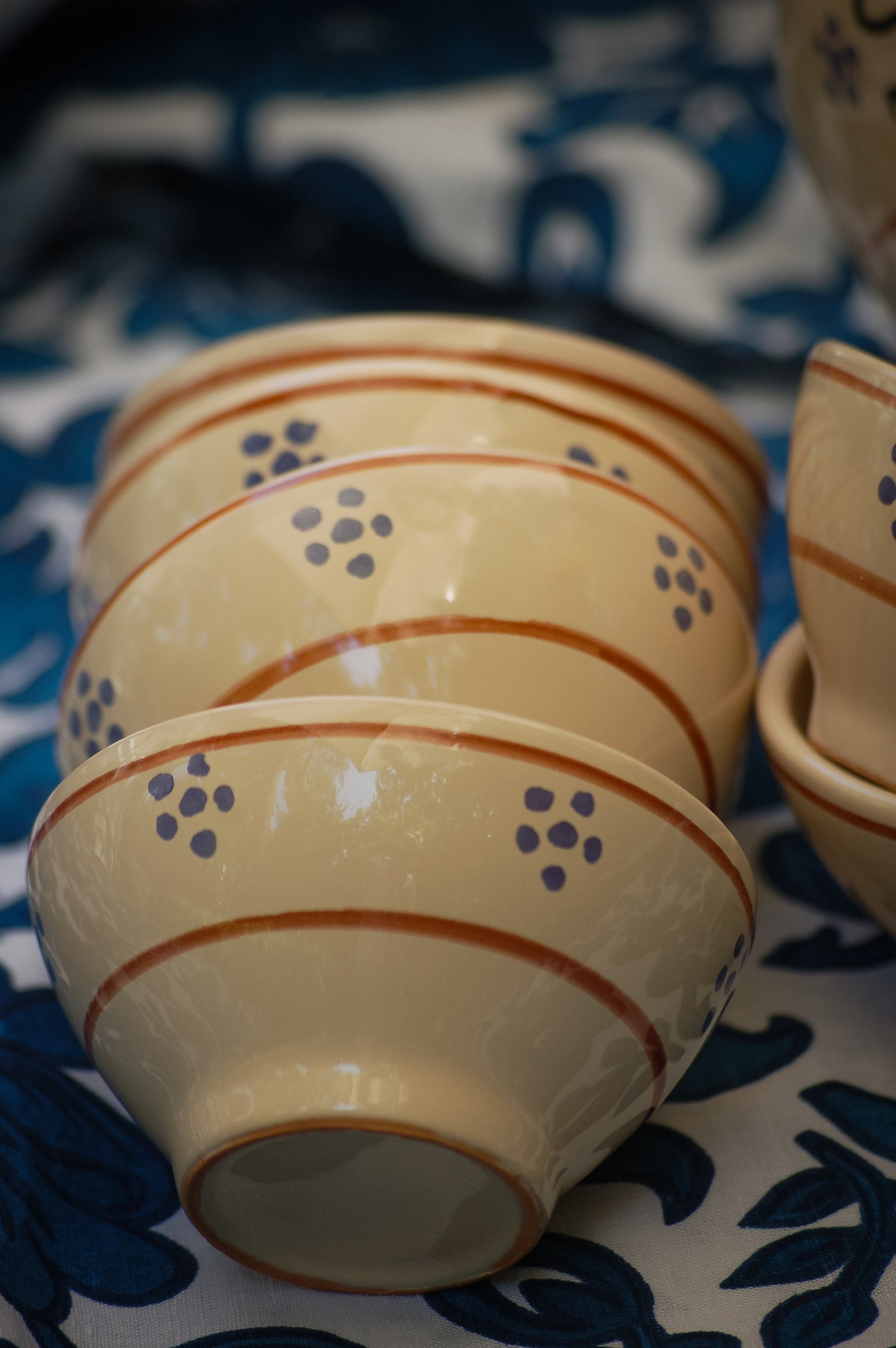 Vintage hand-painted ceramic serving set  for desserts and gelato from Puglia, Italy Italian kitchen decor