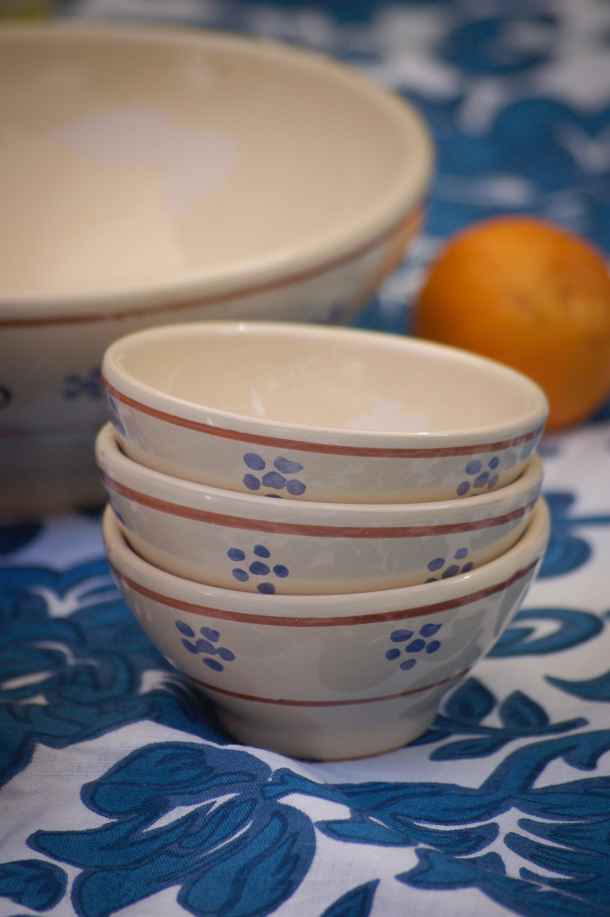 Vintage hand-painted ceramic serving set  for desserts and gelatofrom Puglia, Italy