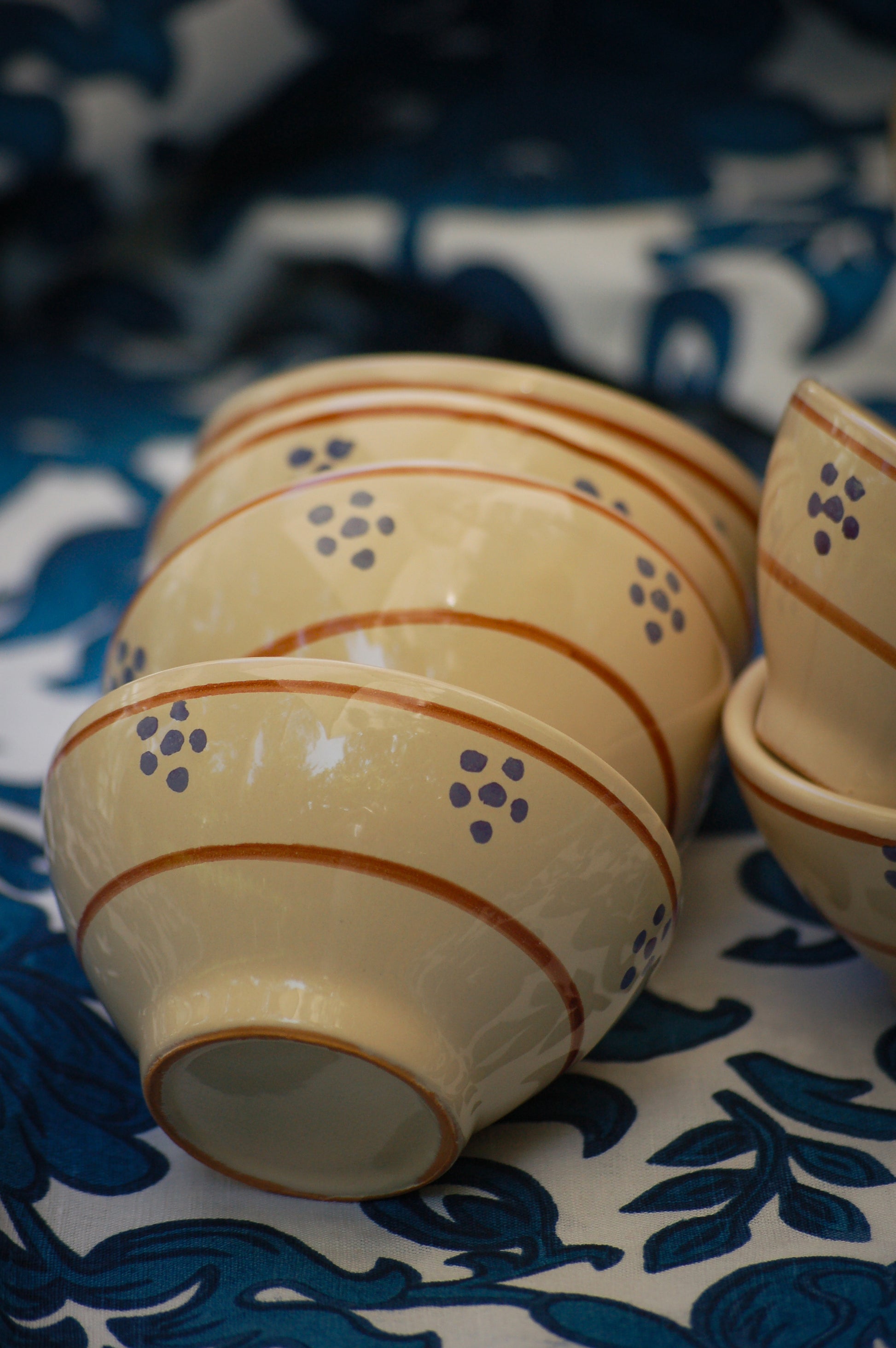 Vintage hand-painted ceramic serving set  for desserts and gelato from Puglia, Italy Italian home decor