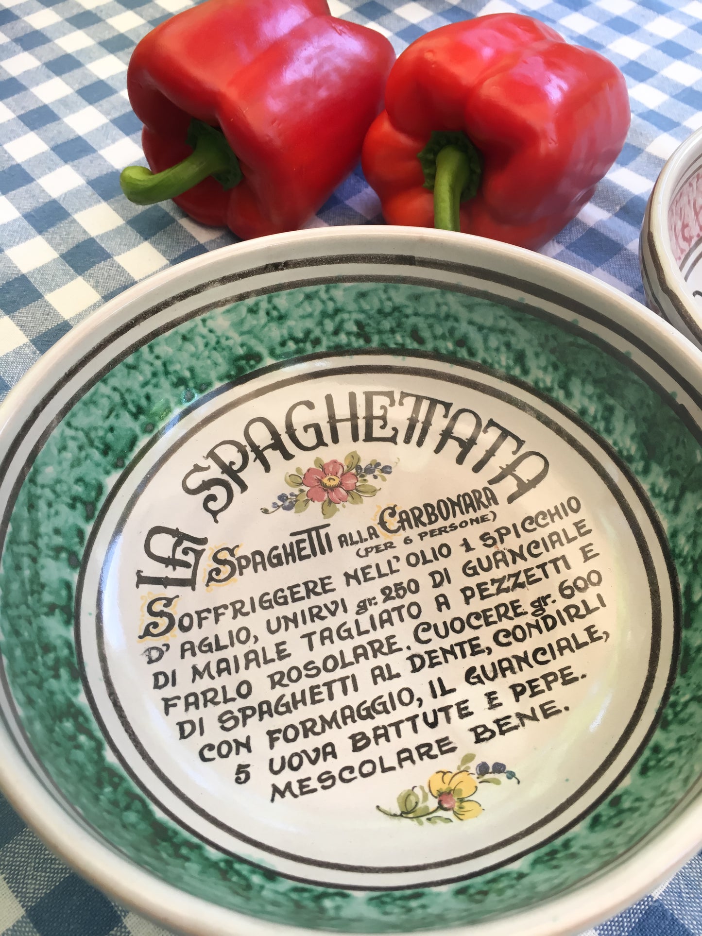 Set of 2 vintage ceramic bowls - plates with Italian recipe