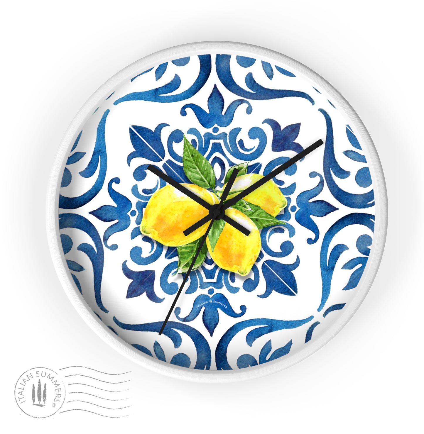 Whether you're a fan of maiolica blue tiles, Sorrento lemons, or both, this clock is sure to be the perfect addition to any room.