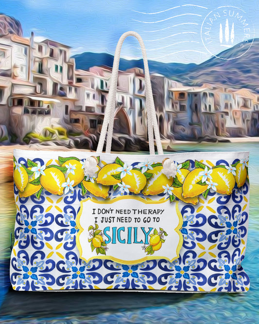 XL Beach Bag (SICILY)-THERAPY-Tiles by Italian Summers