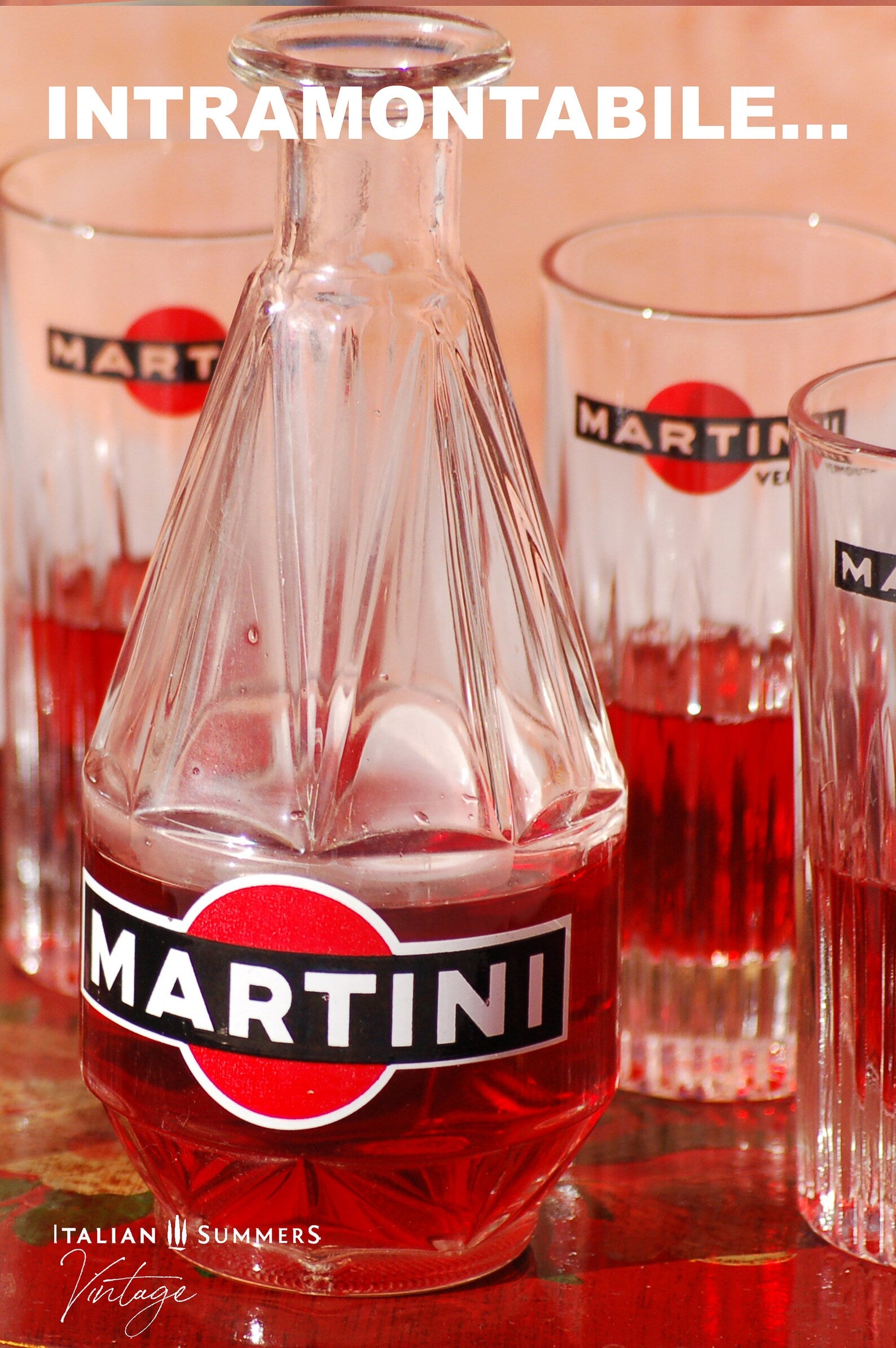 Vintage  1960s Martini glasses set of six, Italy barware, Italian glassware, Dolce Vita cocktail glasses with serving carafe