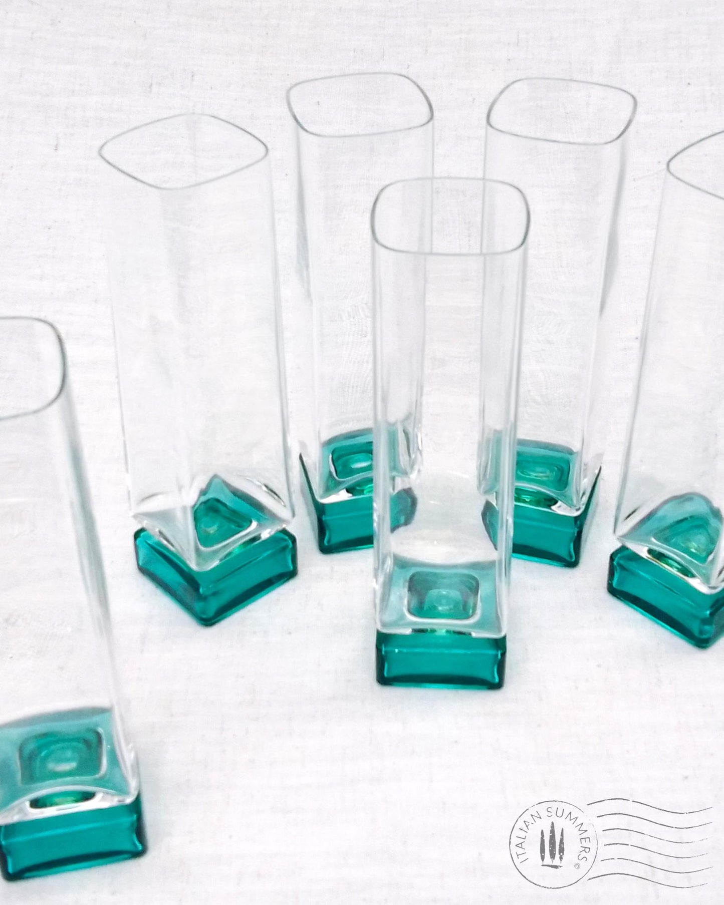 Vintage Bormioli Monet flutes Set of Five | Green Foot Glasses | 70s Italian Barware | Mid Century Modern Home Decor | Whiskey or wine Glasses (Copy)