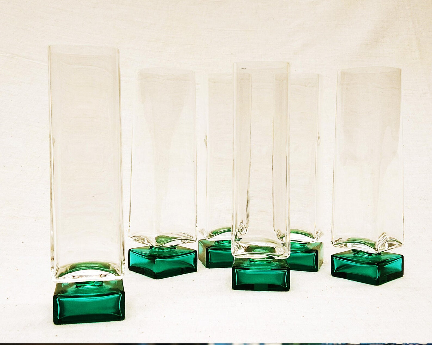Vintage Bormioli Monet flutes Set of Five | Green Foot Glasses | 70s Italian Barware | Mid Century Modern Home Decor | Whiskey or wine Glasses (Copy)
