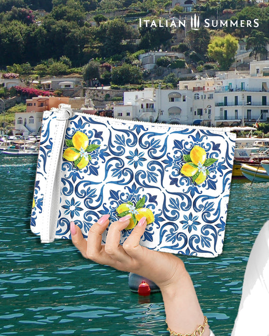 Wristlet blue tiles and lemons b y Italian Summers