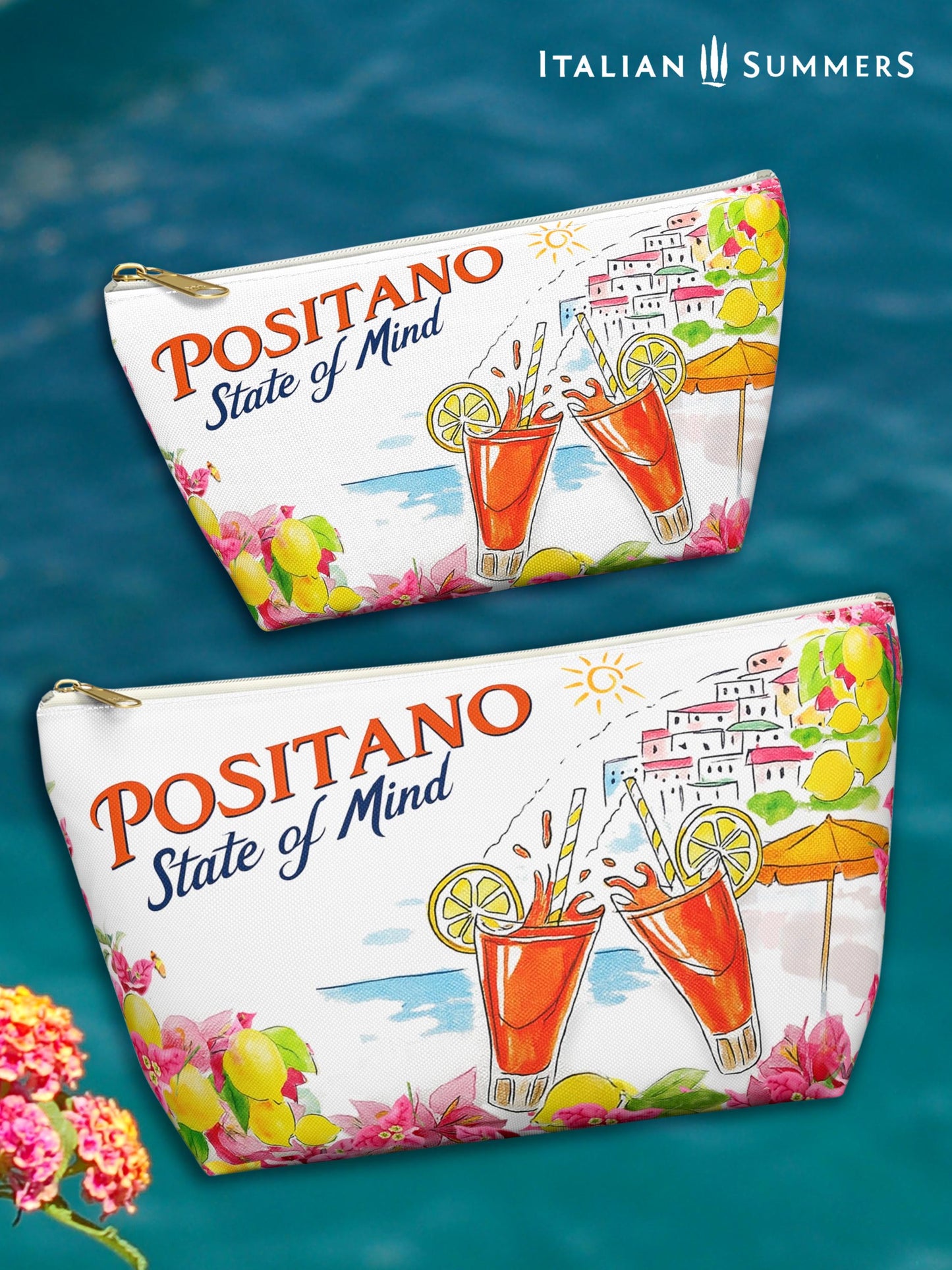 Positano State of Mind Accessory Pouch, Summer Vibes Makeup Bag/clutch, Travel Organizer, Beach Essentials, Gift for Travelers