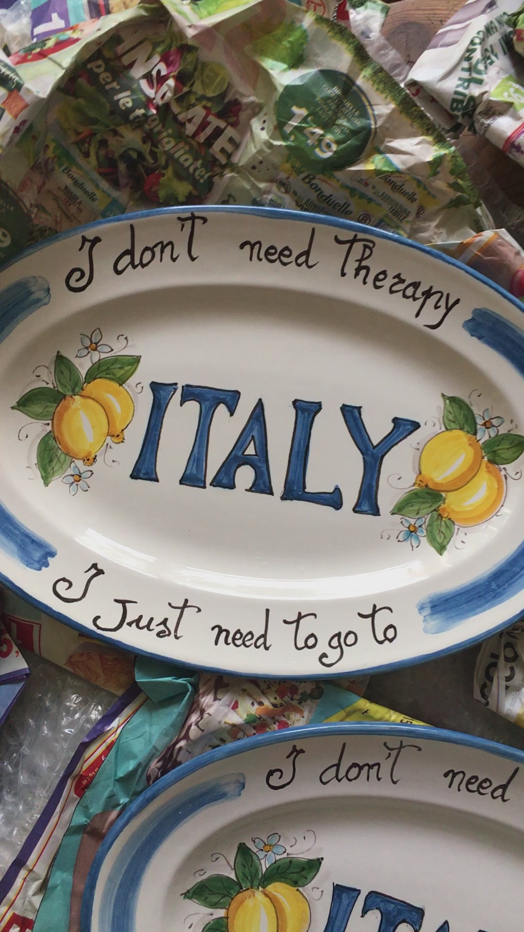 Italian ceramic lemon plate with the quote I don't need therapy, I just need to go to Italy by Italian Summers