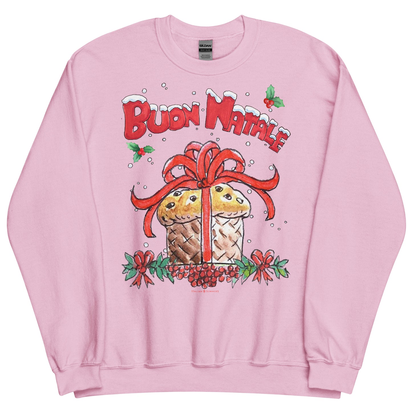 Soft cotton blend Buon Natale sweatshirt – Italian Christmas apparel with Panettone graphic