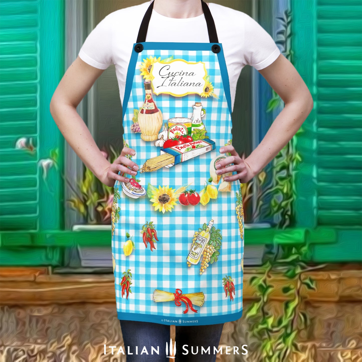 Apron CUCINA ITALIANA -Blue-Italy Flag-by Italian Summers