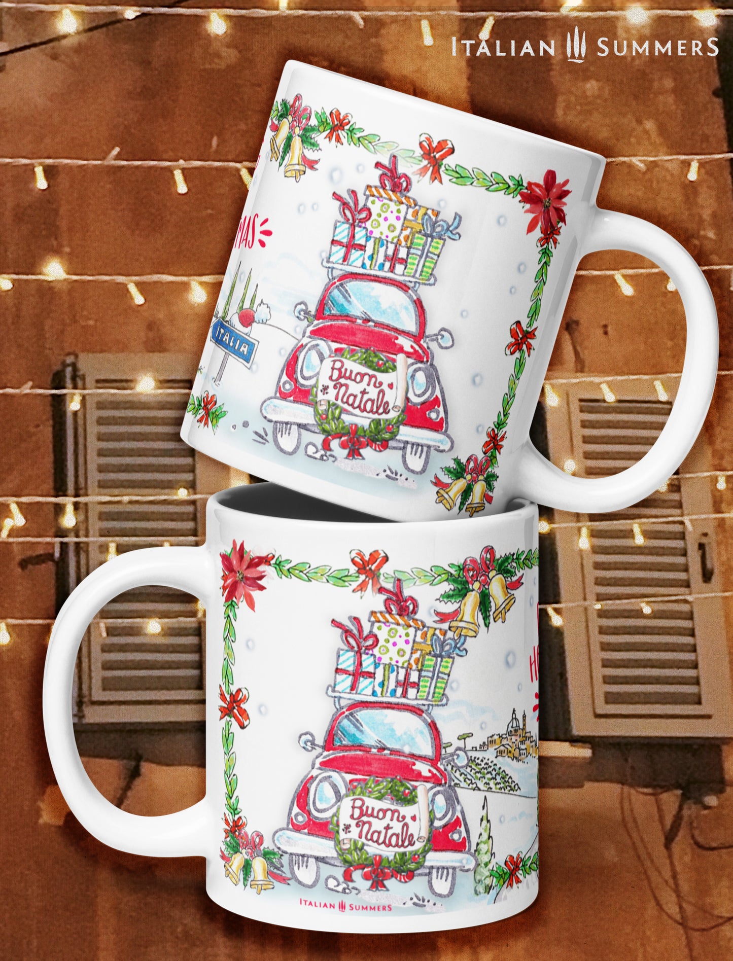 Italy Christmas mug Driving home for Christmas by Italian Summers
