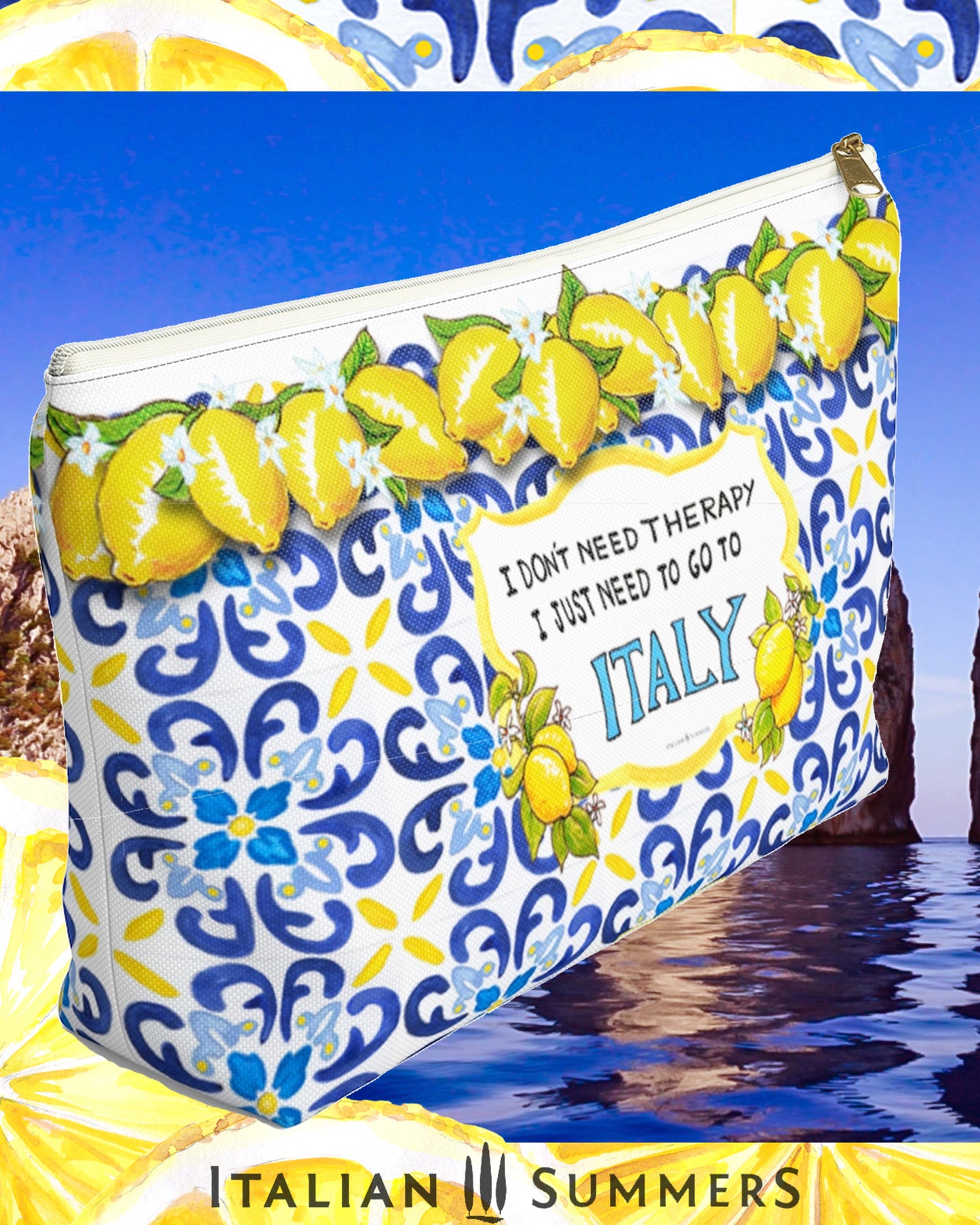 Clutch THERAPY LEMONS and FLOWERS by Italian Summers