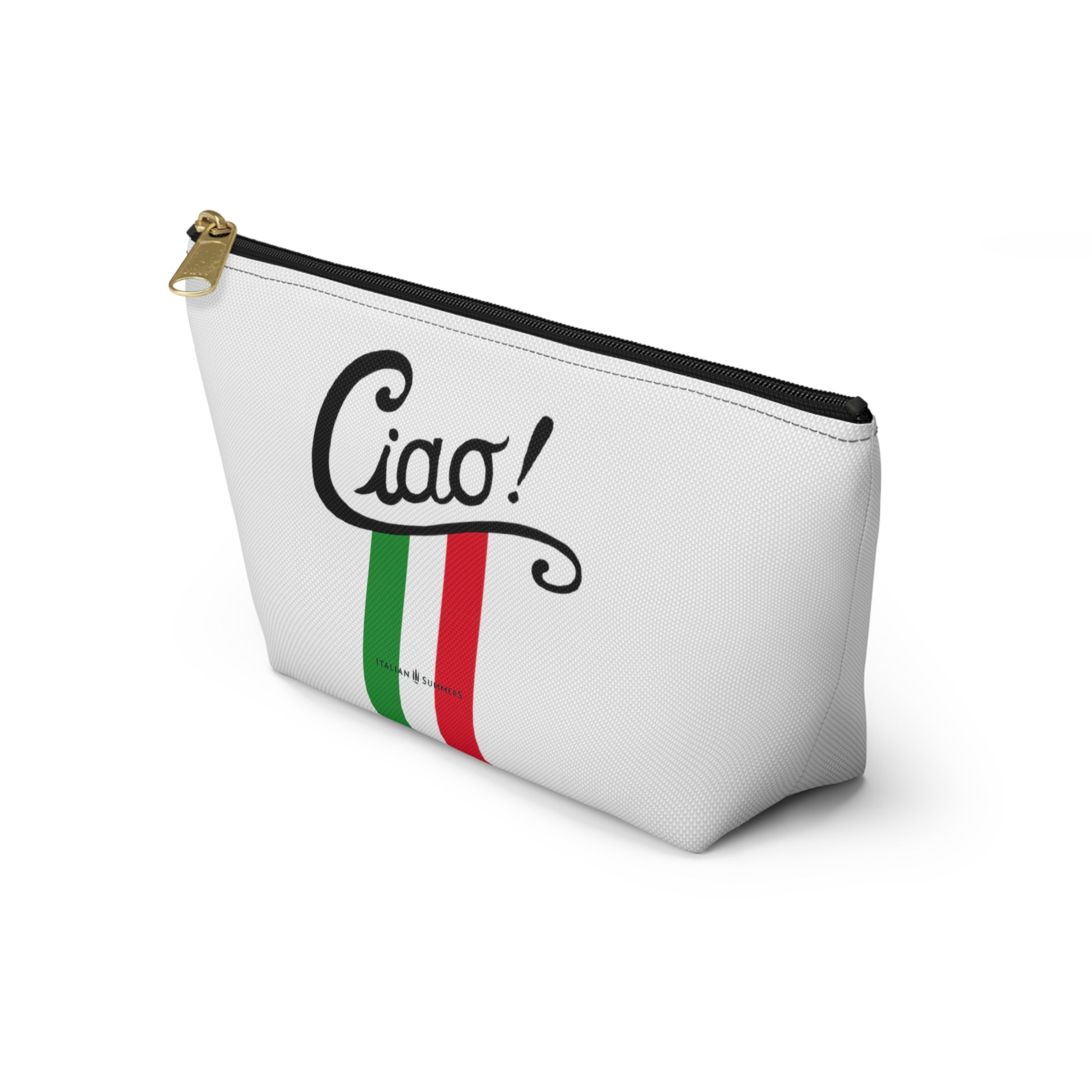 The Clutch CIAO ITALIA is a fun and stylish way to add a dash of Italian charm to any look! Crafted with vibrant stripes in the colors of the Italian flag, it's sure to spread some amore everywhere you go! And with the word "Ciao!" across the front