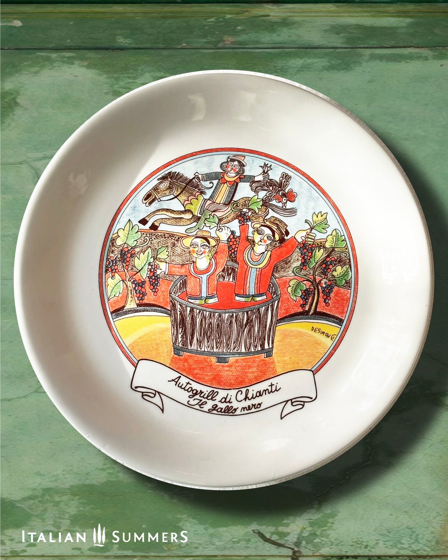 Vintage Autogrill plate by De Simone - Cantagallo Gli Esperimenti di Marconi, 1970s Italian highway memorabilia
