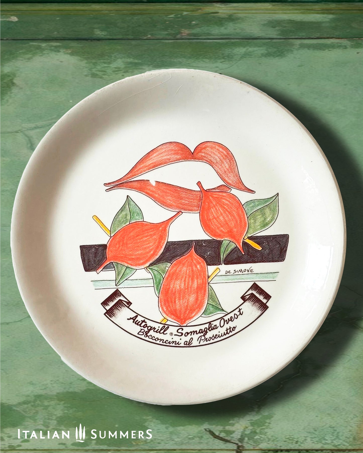 Vintage Autogrill Plate by De Simone - Somaglia Ovest Bocconcini al Prosciutto
