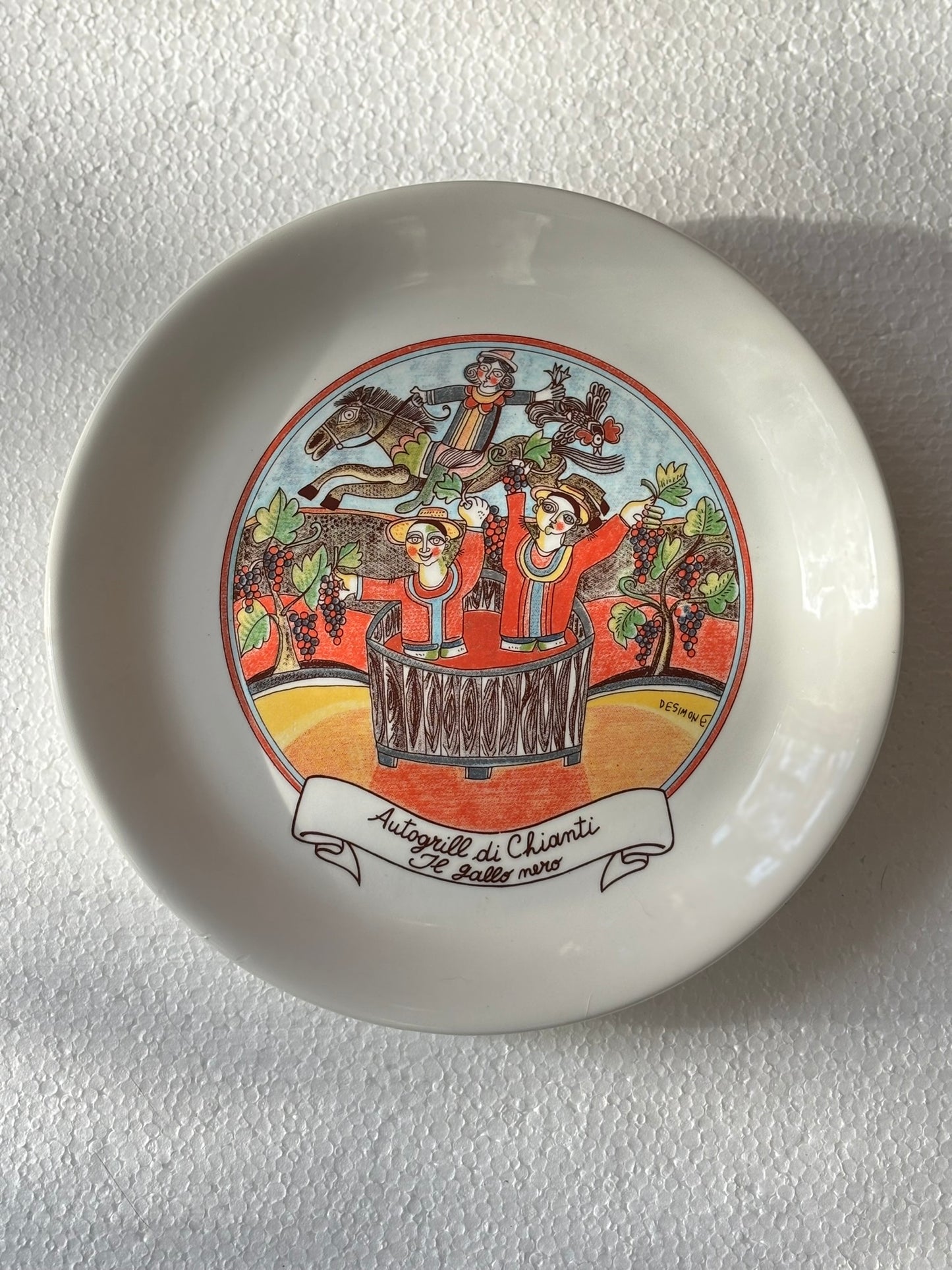 Vintage Autogrill plate by De Simone - Cantagallo Gli Esperimenti di Marconi, 1970s Italian highway memorabilia