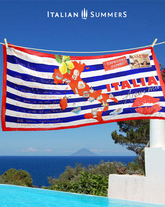 Italy Beach Towel ITALIA AMORE MIO , Italy Lovers, Italy vacation, Italy traveler, Capri, Positano, Amalfi Coast, Amalfi lemons, Eolian