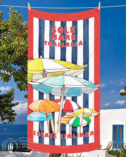 Beach towel SOLE & MARE, Italy beach towel, Italian tiles, Portofino, Amalfi Coast, Italy Beach, Sicily  beach towel