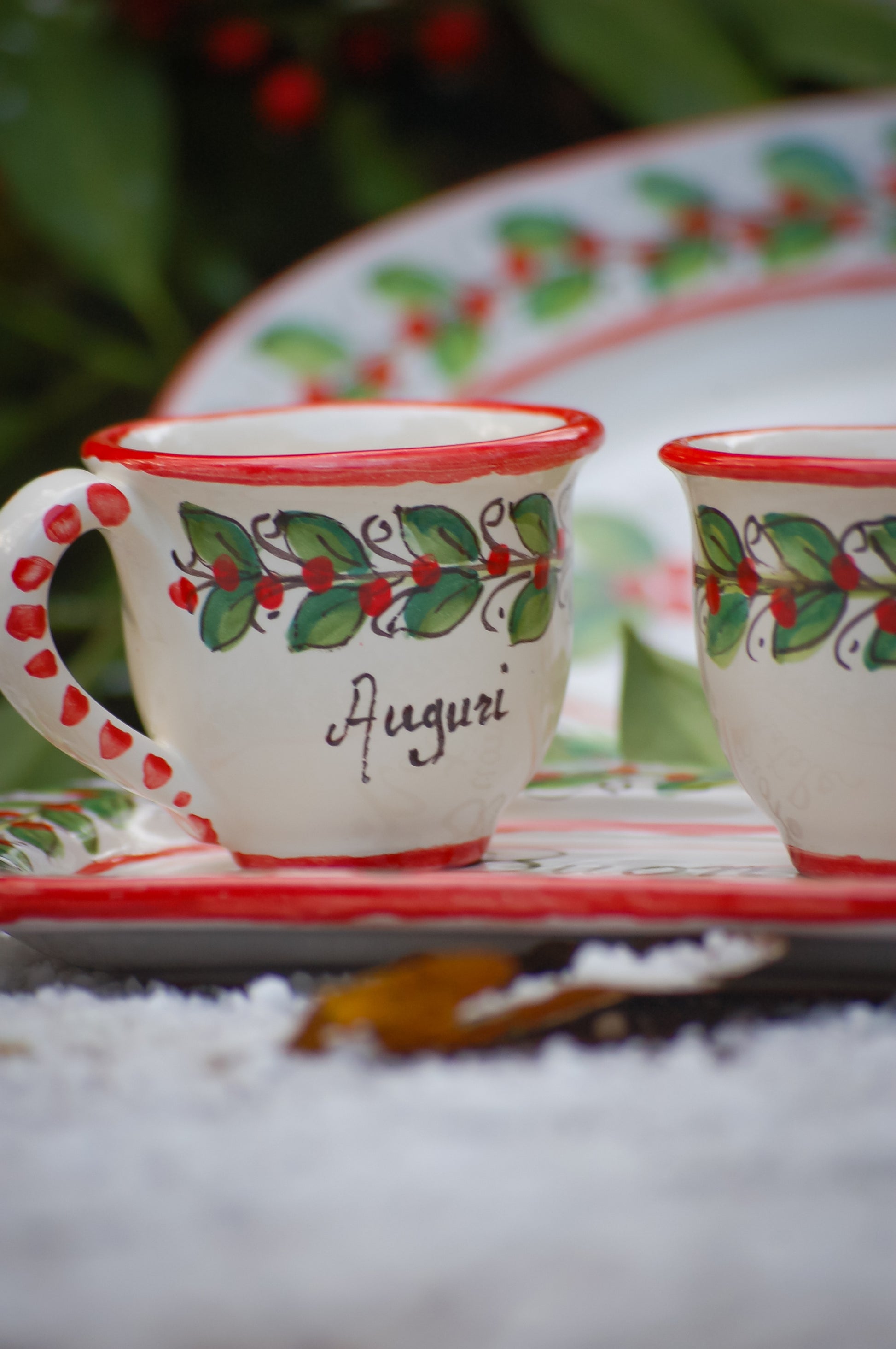 Buon Natale  Espresso cups and tray set, Italian coffee set for Christmas Italian table  ware