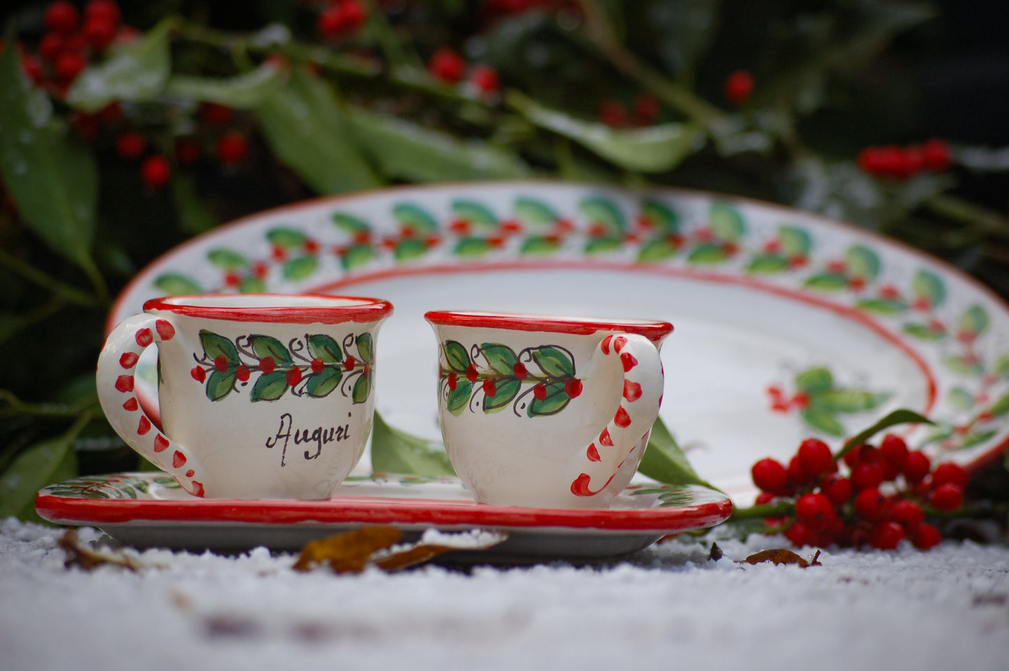 Buon Natale  Espresso cups and tray set, Italian coffee set for Christmas