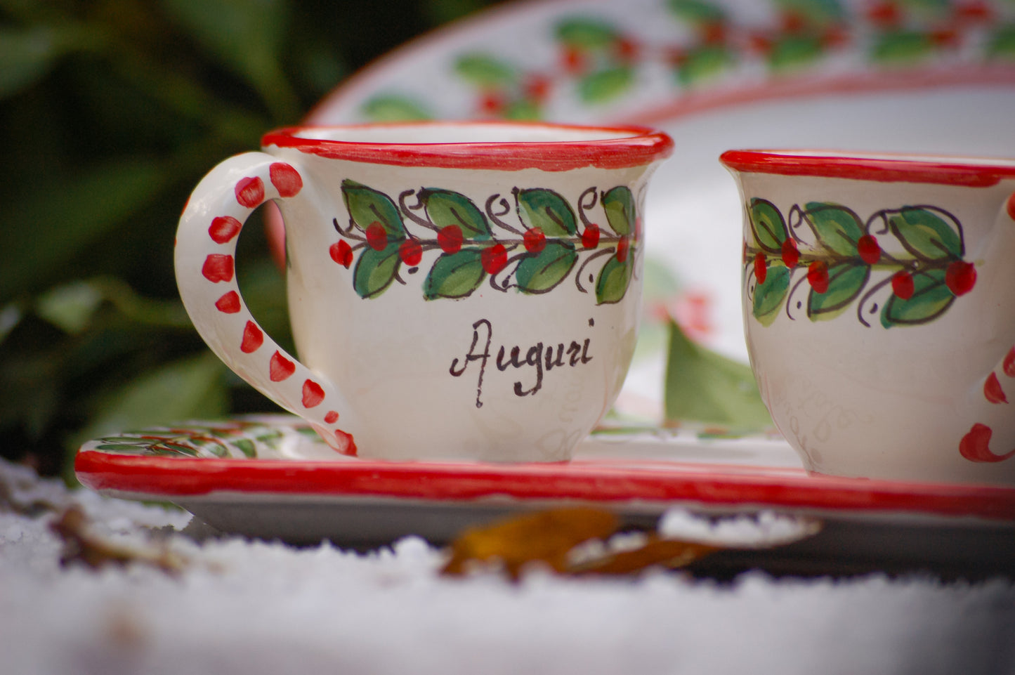 Buon Natale  Espresso cups and tray set, Italian coffee set for Christmas