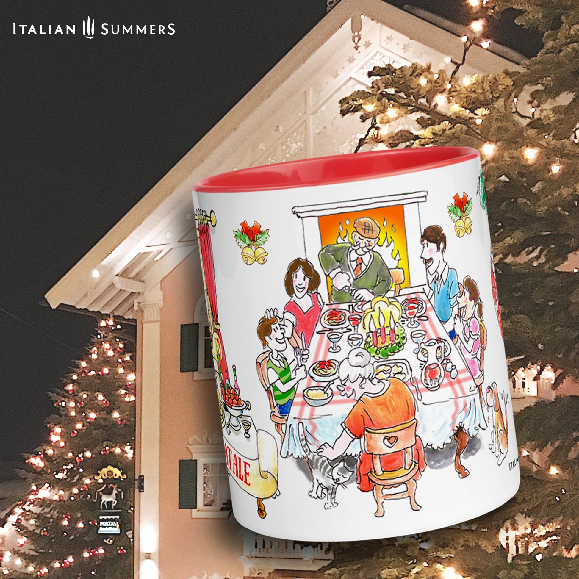 The Natale in Famiglia mug is the perfect companion to capture the festive spirit of this special time of year: a reminder of the joy of family reunions and delicious Italian-style meals. Made by Italian Summers Copyright Italian Summers