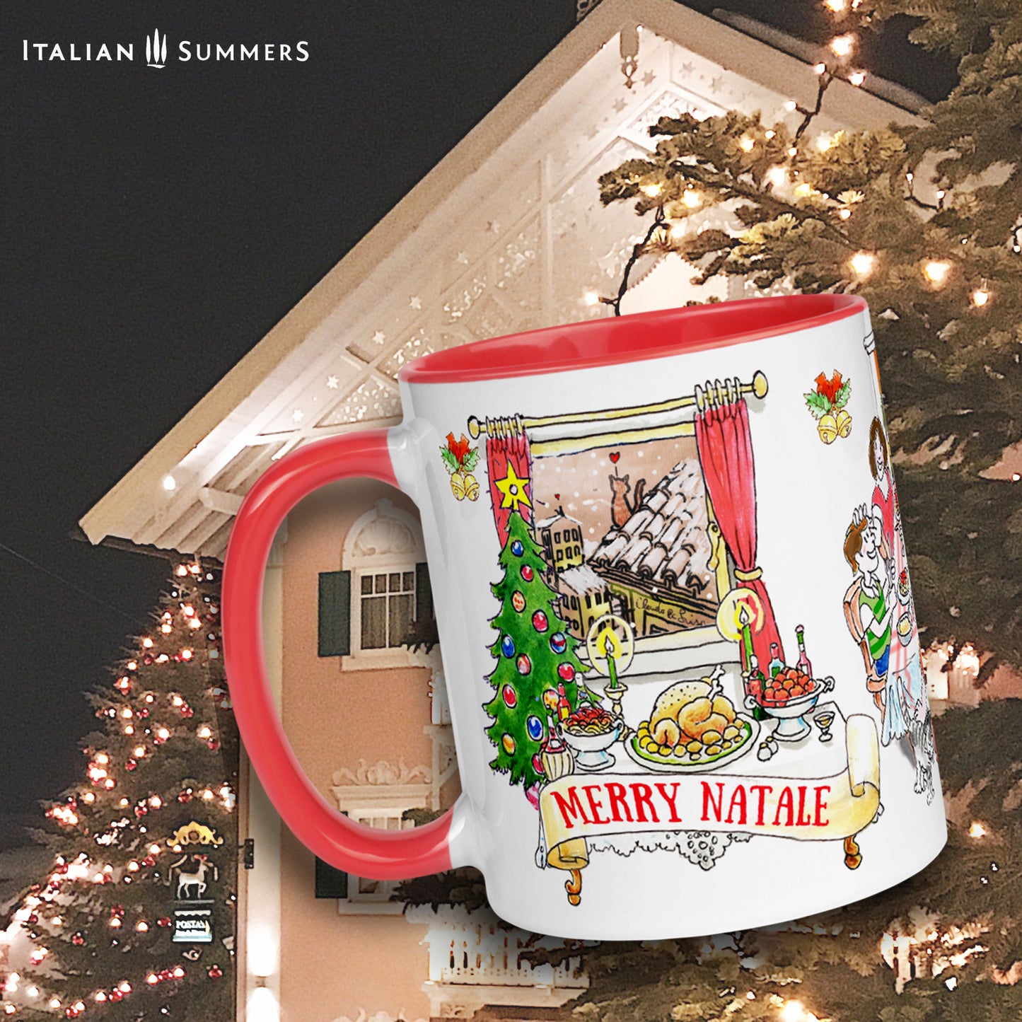 The Natale in Famiglia mug is the perfect companion to capture the festive spirit of this special time of year: a reminder of the joy of family reunions and delicious Italian-style meals. Made by Italian Summers Copyright Italian Summers