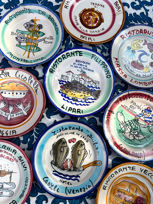 Vintage Italian Restaurant Plates – Authentic Buon Ricordo Ceramics from Vietri sul Mare
