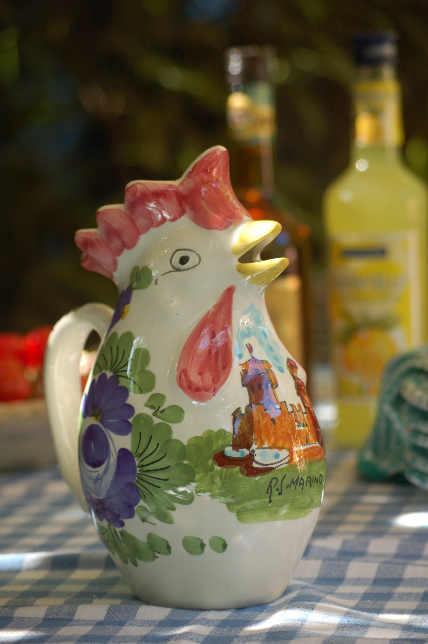 Vintage Rooster  Carafe from San Marino -Italy- Maiolica