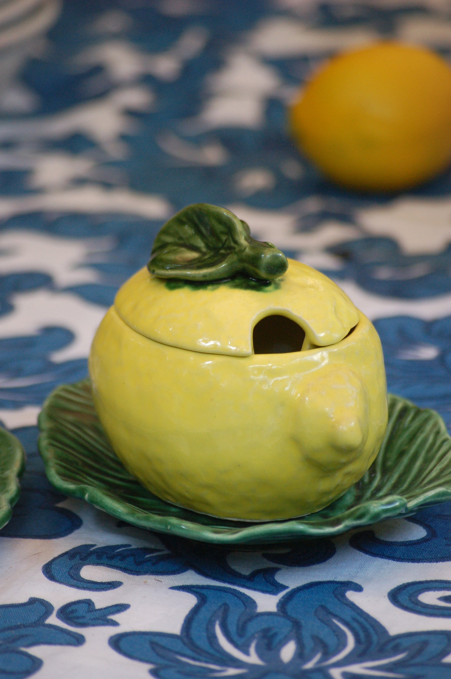 French ceramic bowls in the shape of lemons and bell pepper, set of 3