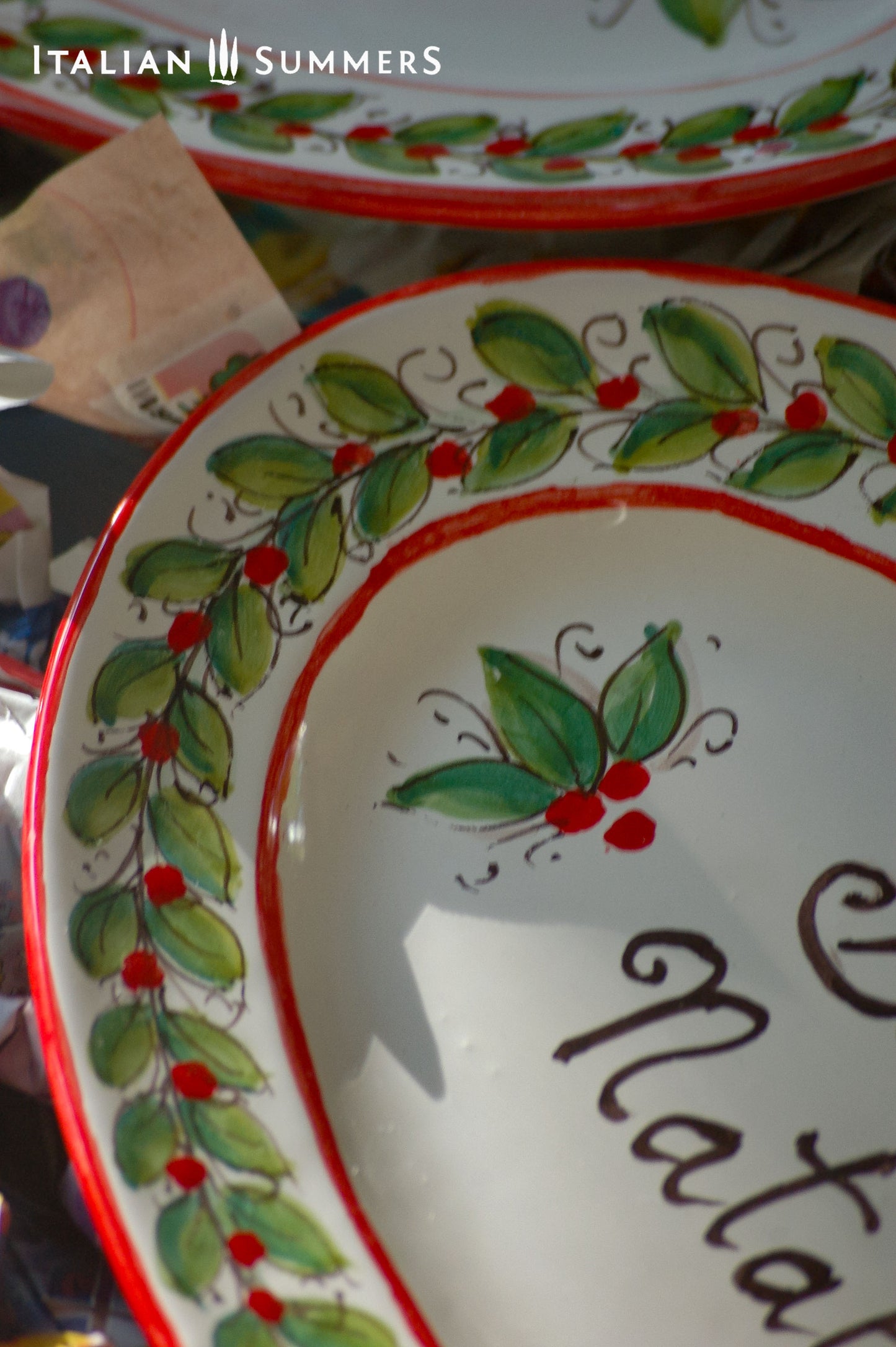 Hand-painted Italian Christmas plate - Buon Natale, Festive Xmas Decor By Italian Summers