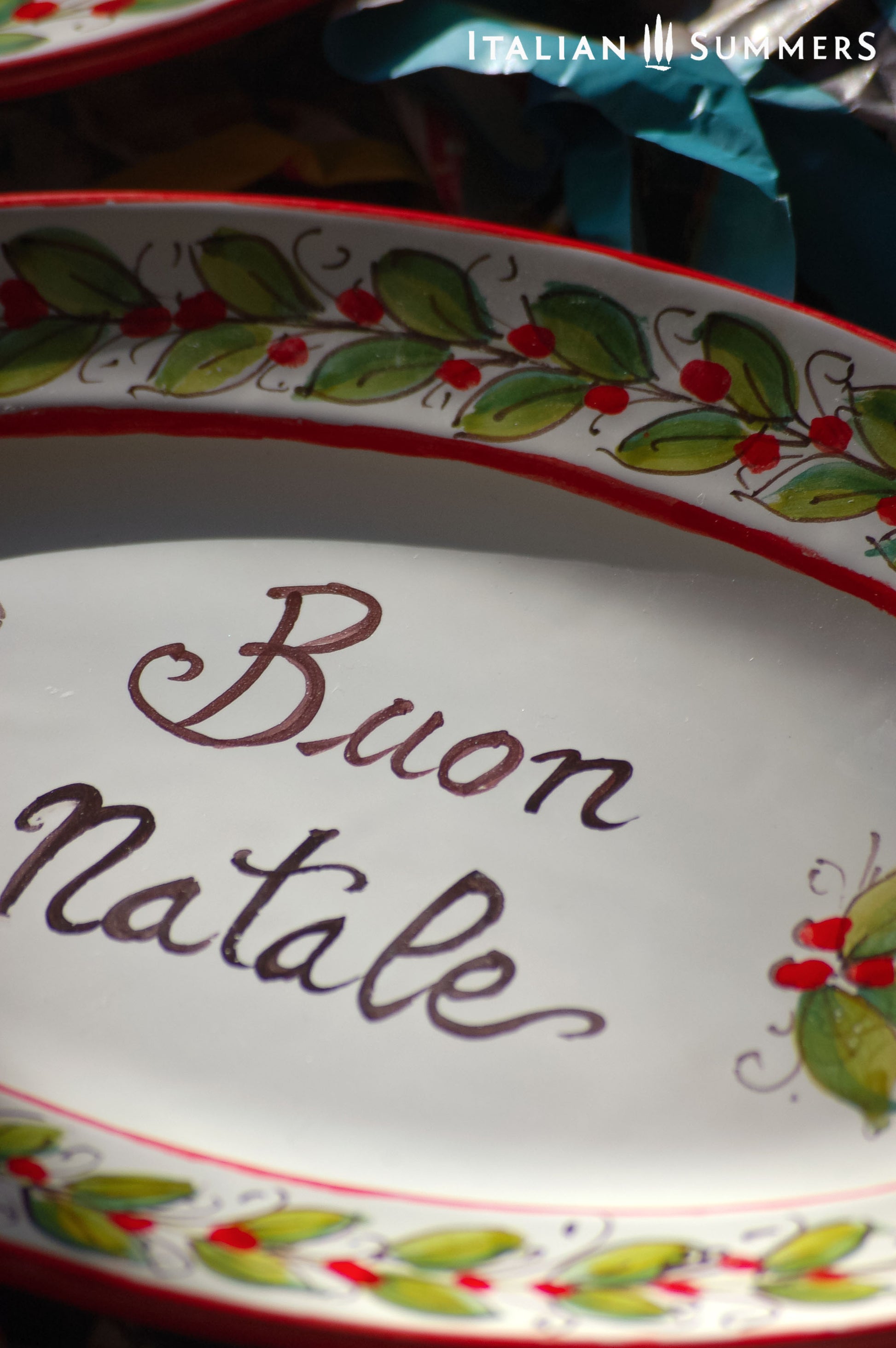 Hand-painted Italian Christmas plate - Buon Natale, Festive Xmas Decor by Italian Summers