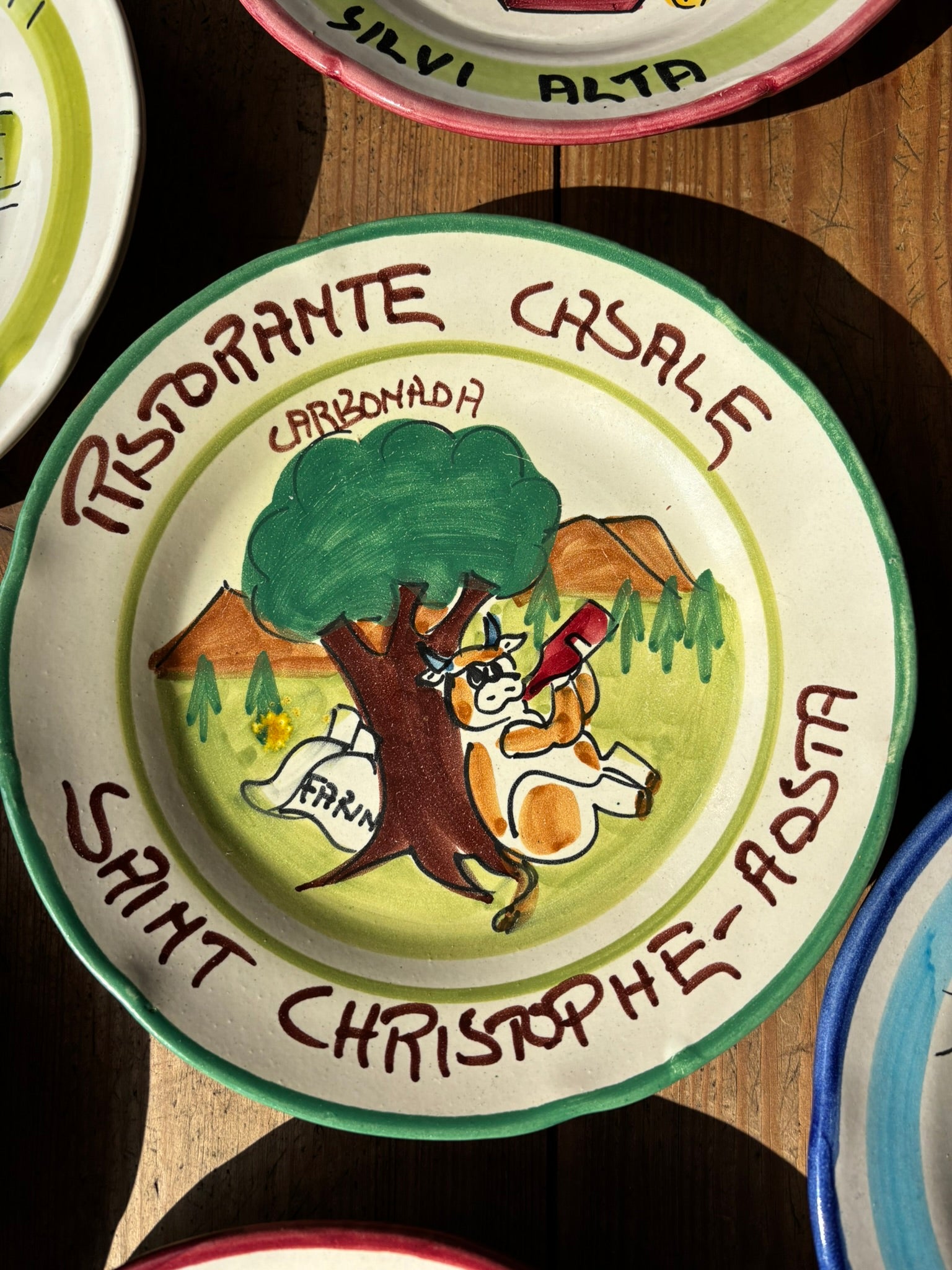 Buon Ricordo Vintage hand painted ceramic plates from Italy, made in the town of Vietri sul Mare on the Almalfi Coast, Italy. ItalianCoocking, ItalianRistorante plates
