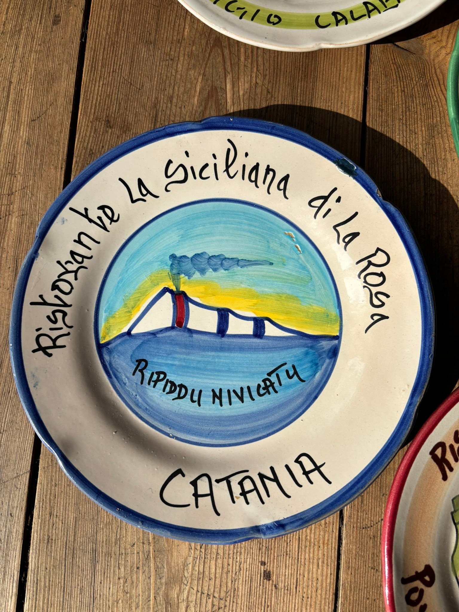 Buon Ricordo Vintage hand painted ceramic plates from Italy, made in the town of Vietri sul Mare on the Almalfi Coast, Italy. ItalianCoocking, ItalianRistorante plates