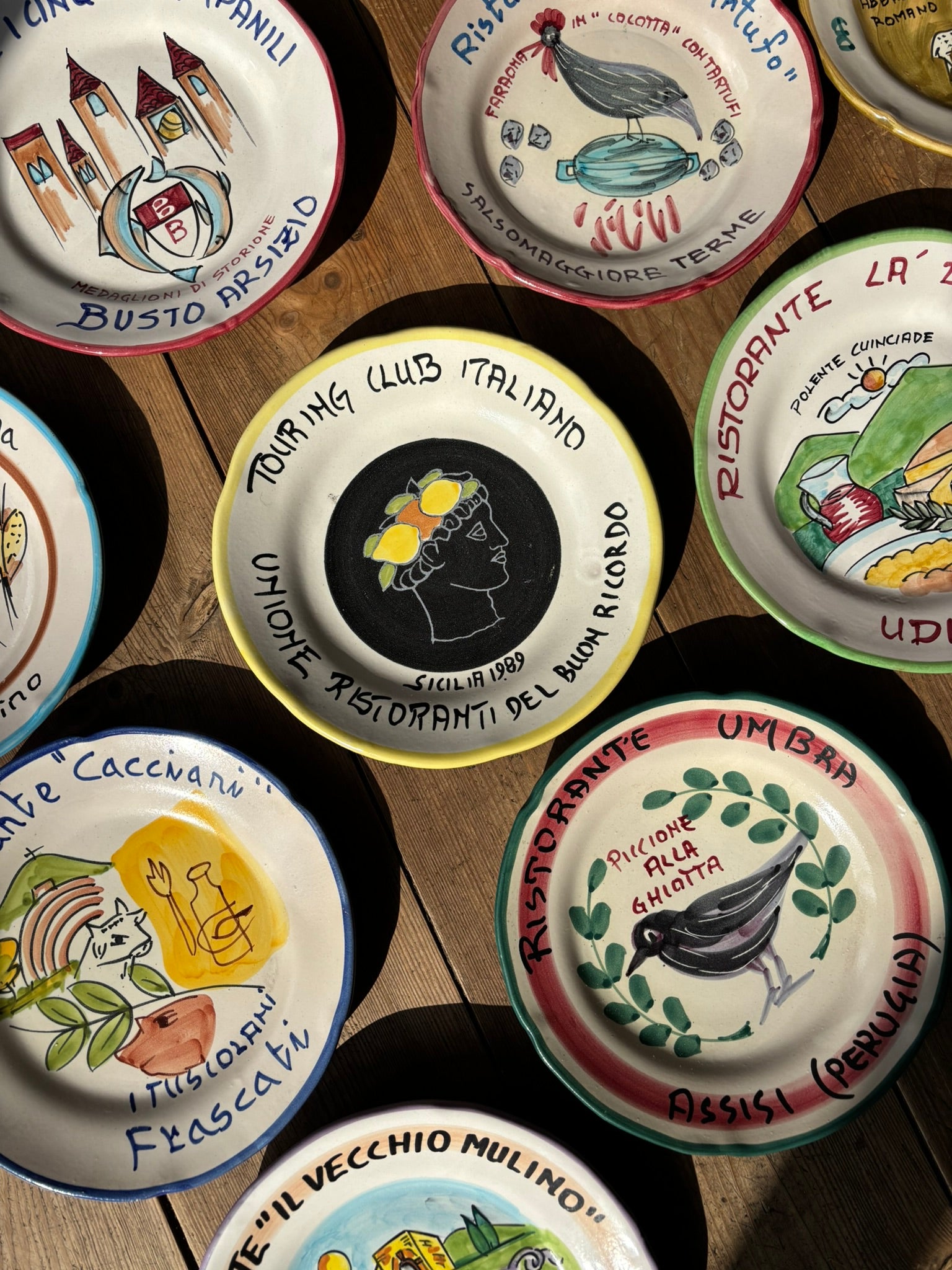 Buon Ricordo Vintage hand painted ceramic plates from Italy, made in the town of Vietri sul Mare on the Almalfi Coast, Italy. ItalianCoocking, ItalianRistorante plates