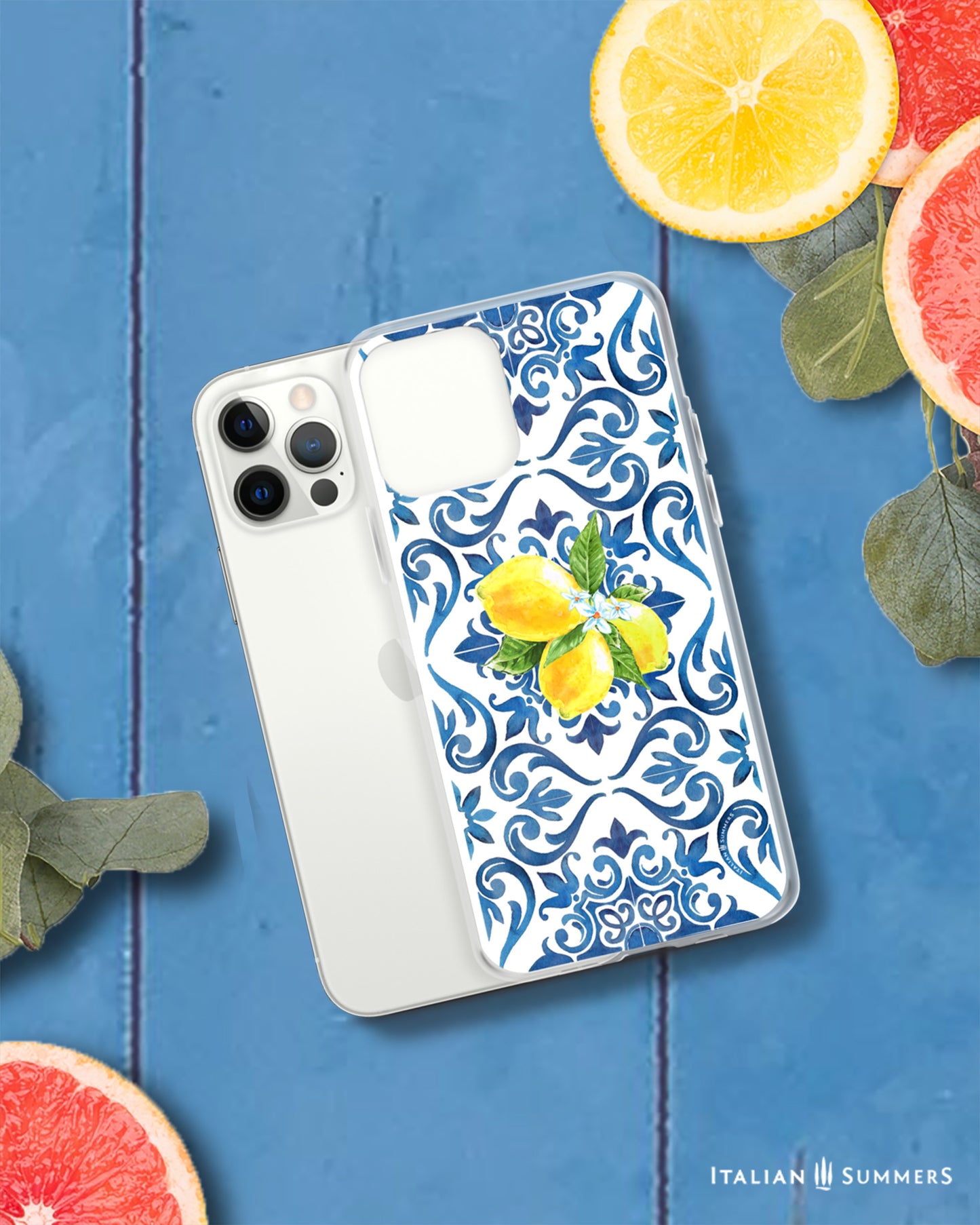 Phone Case ITALY TILES and LEMONS , by Italian Summers