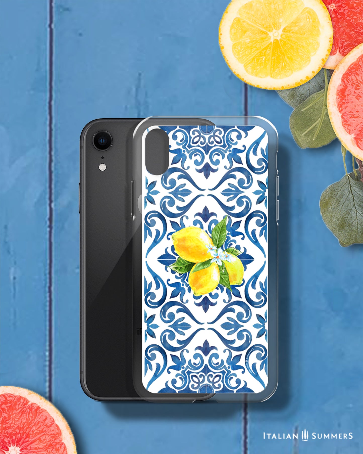 Phone Case ITALY TILES and LEMONS , by Italian Summers