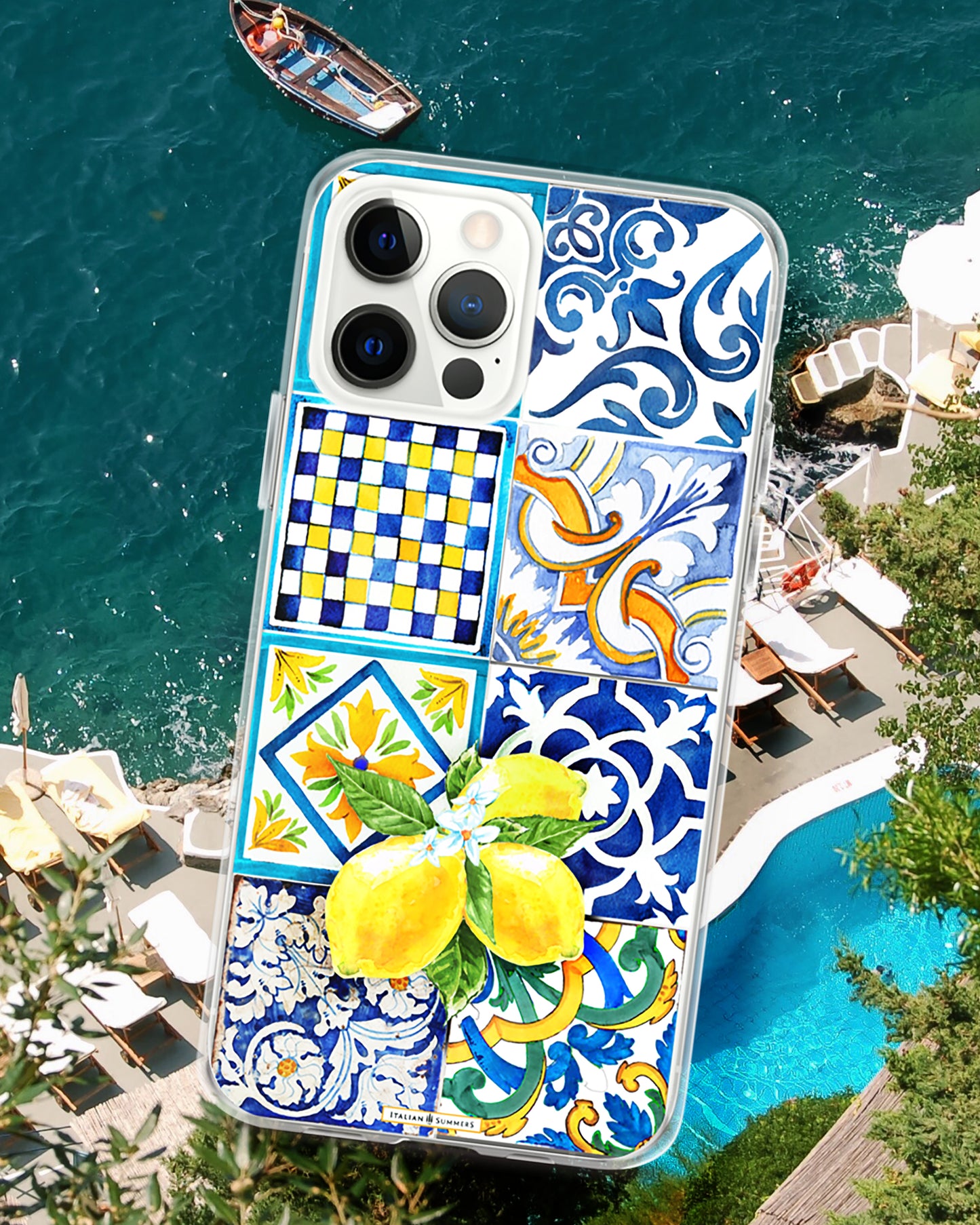 Phone Case SICILIAN SPRING, Italy phone Case, Sicilian Lemons, Sicilian Tiles, Caltagirone Tiles, Sicilian theme