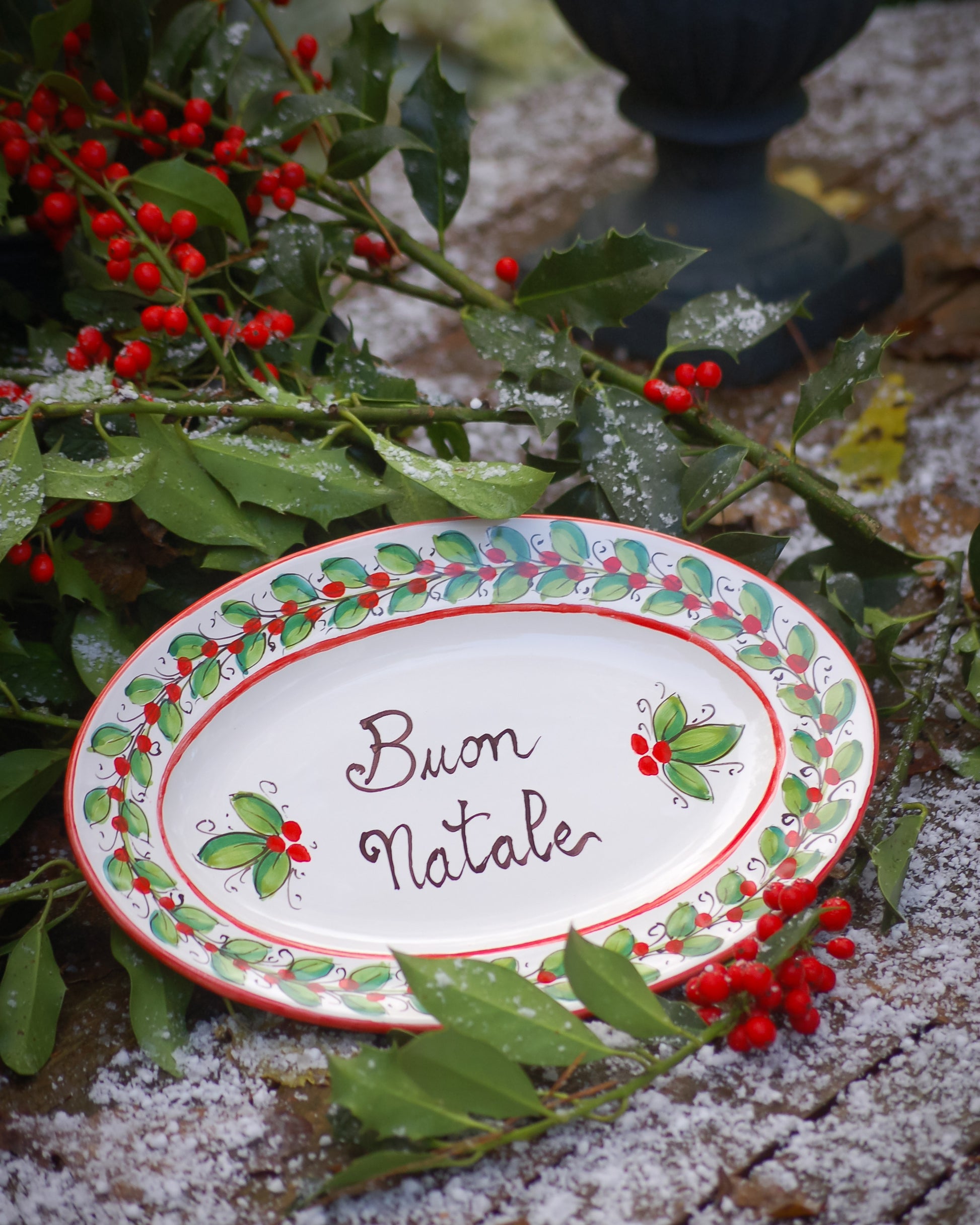 Italian Christmas plate - Buon Natale - handpainted in Sicily, Italian table ware