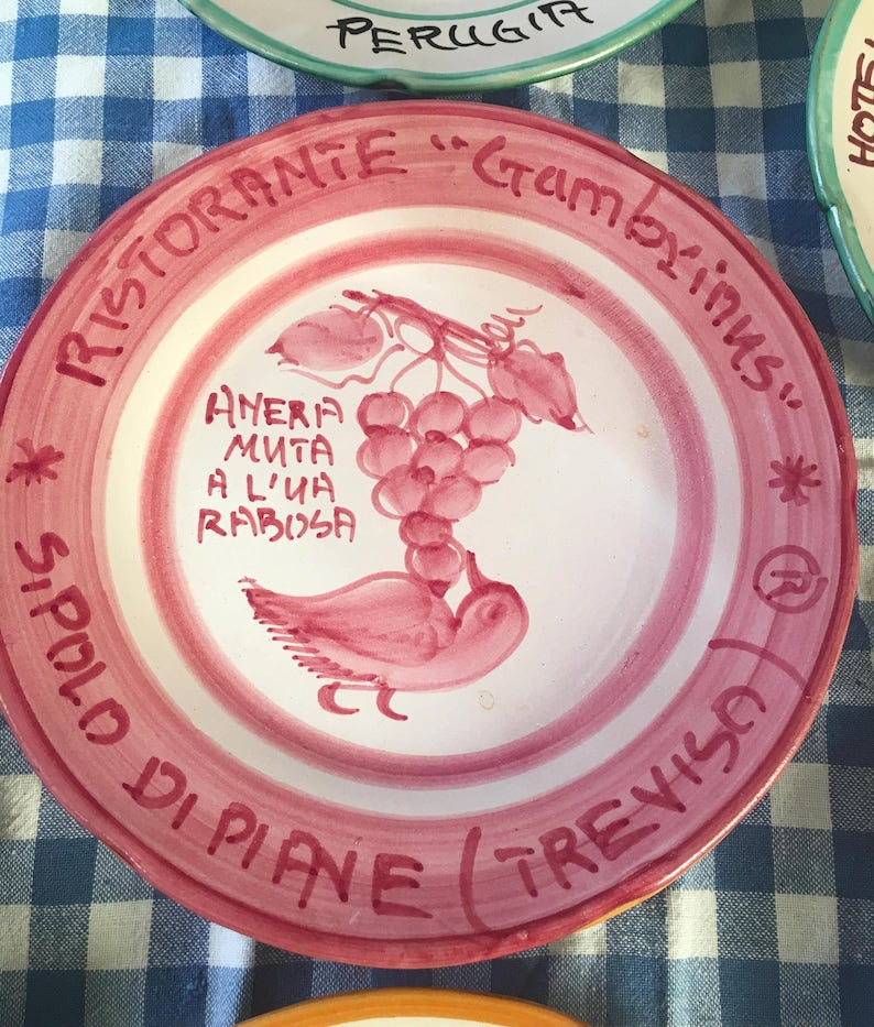 Vintage Italian Restaurant plates Italian Buon Ricordo plates by Italian Summers