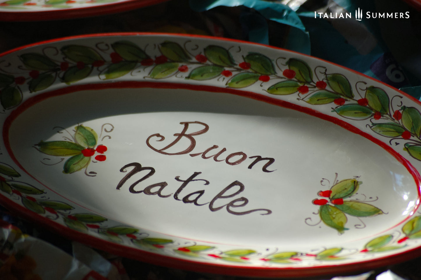 Hand-painted Italian Christmas plate - Buon Natale, Festive Xmas Decor by Italian Summers