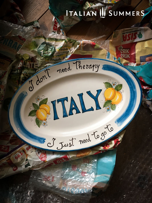 Italian ceramic lemon plate with the quote I don't need therapy, I just need to go to Italy by Italian Summers