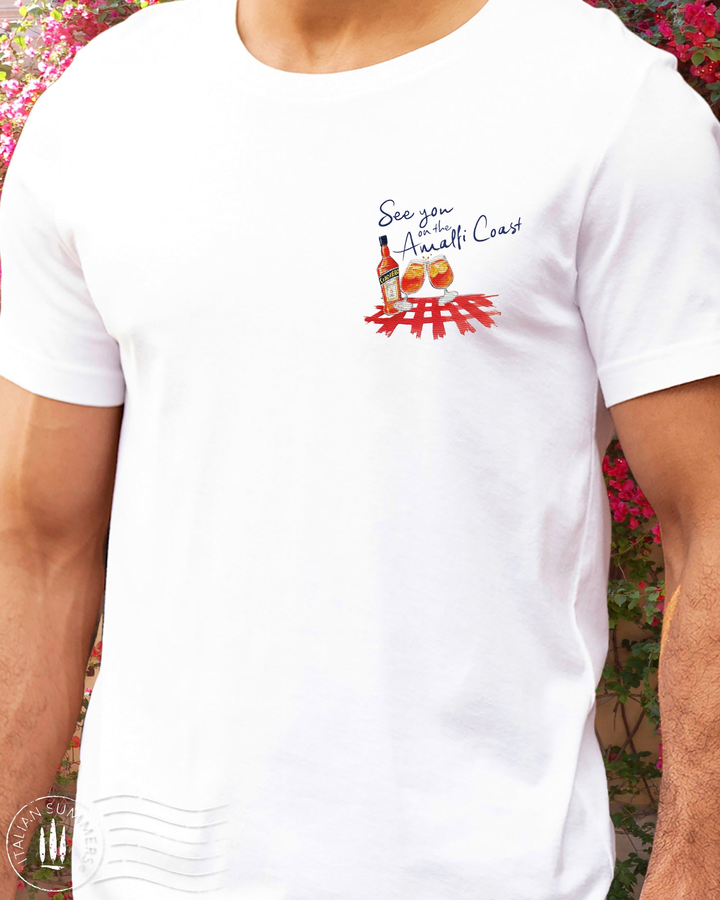 See you on the AMALFI COAST Italy embroidered t-shirt BY by Italian Summers