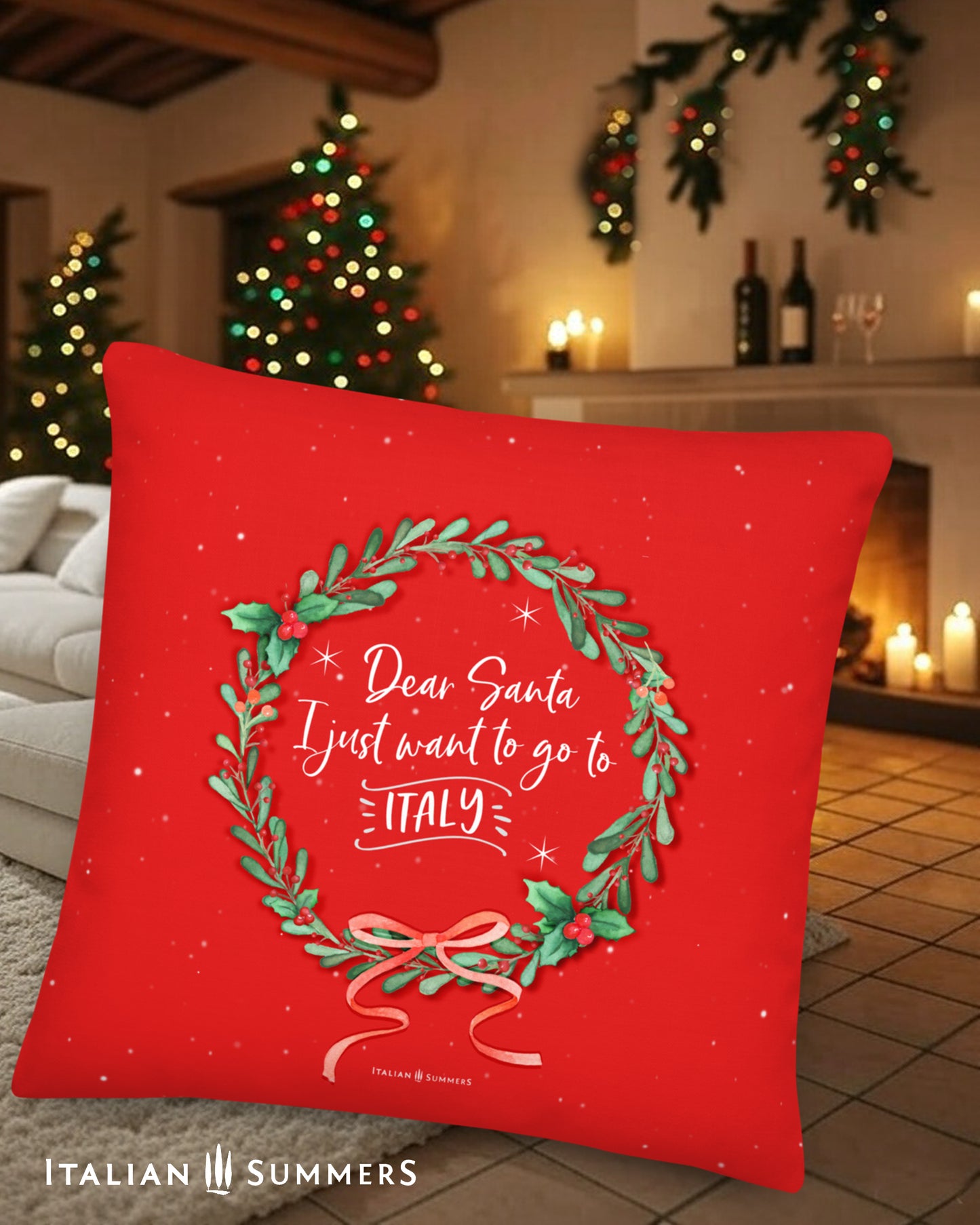 Dear Santa Italy Christmas Pillow – Holiday Cushion Cover by Italian Summers