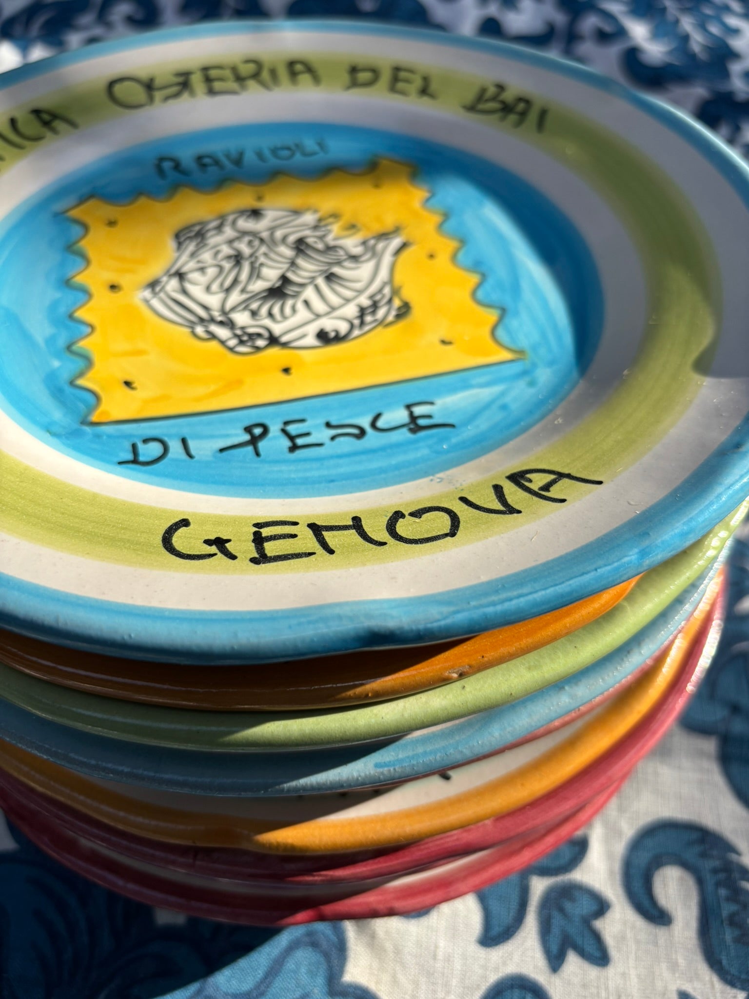 Collection of authentic vintage Buon Ricordo plates vintage Italian restaurant plates