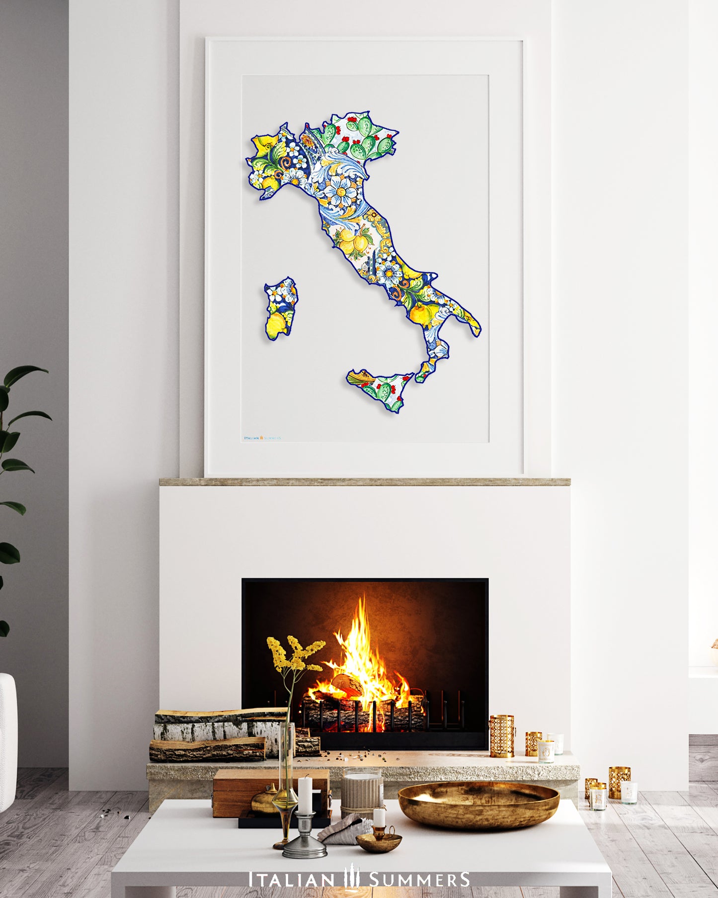 Italy Maiolica Poster, Majolica tiles, Italian map, Italy, Italian Tiles Poster