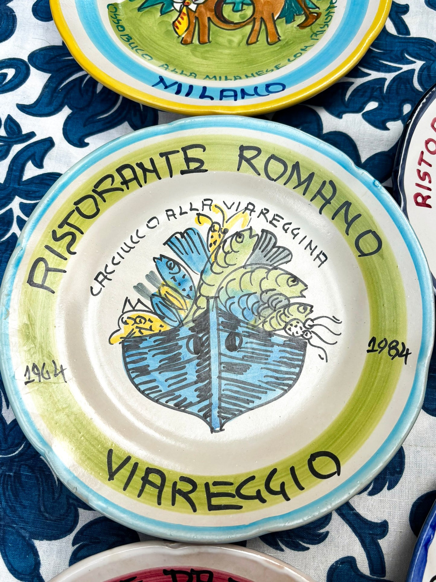 Vintage Buon Ricordo plate from Ristorante Romano Viareggio - Hand-painted Italian ceramic commemorative plate