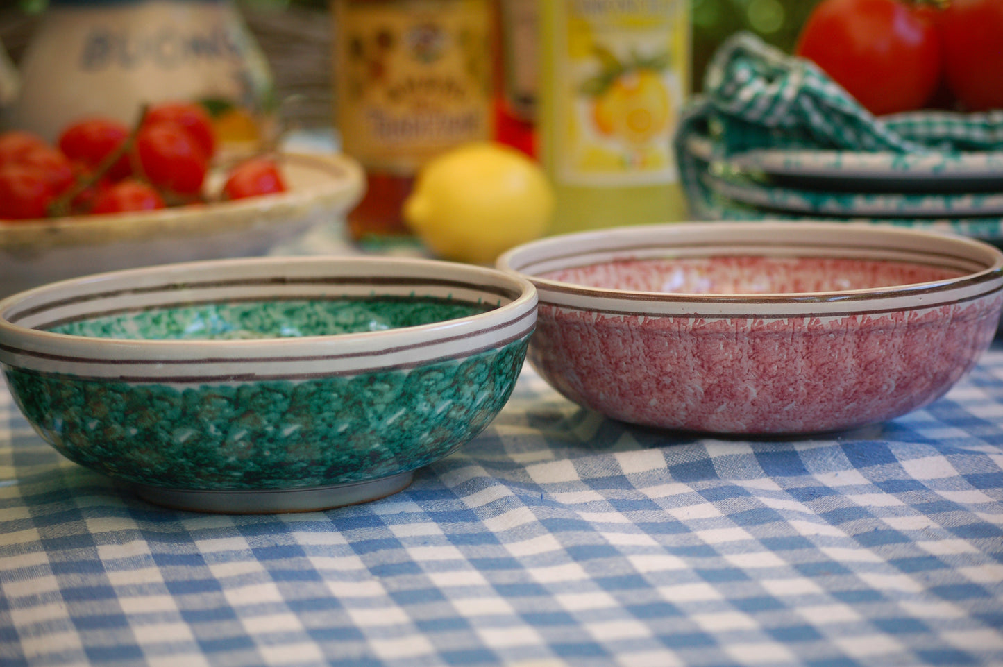 Set of 2 vintage ceramic bowls - plates with Italian recipe