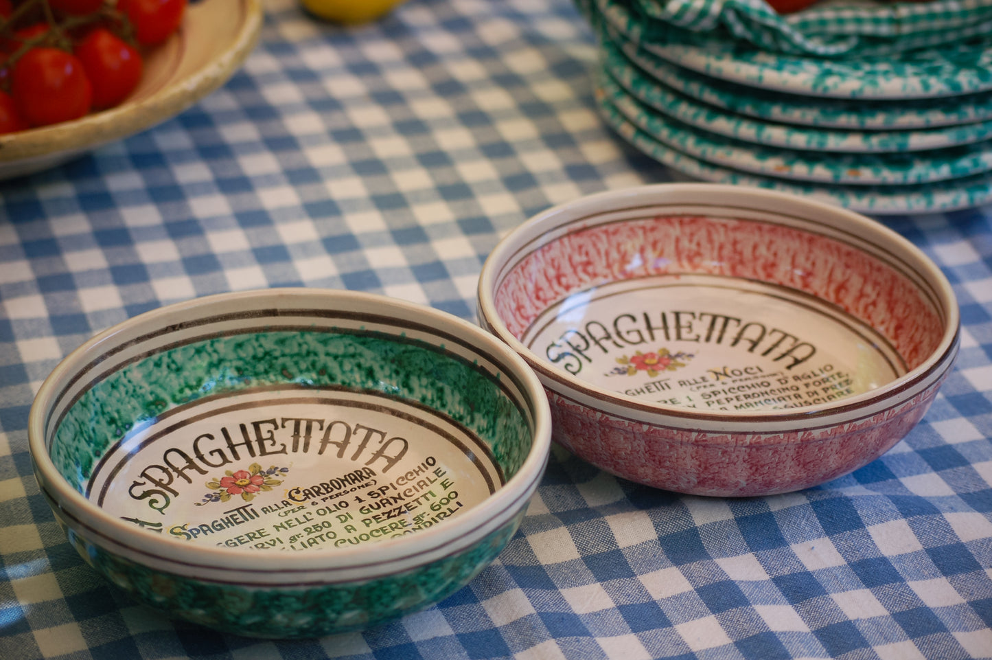 Set of 2 vintage ceramic bowls - plates with Italian recipe